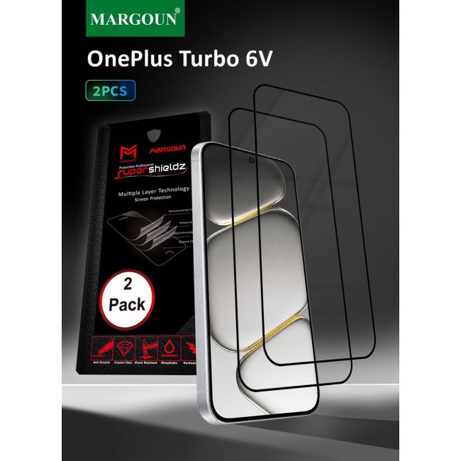 MARGOUN 2 PACK 3D Edge Tempered Glass Screen Protector for OnePlus Turbo 6V Black Border Anti-Scratch Bubble-Free HD Clear Mobile Protection Cover 2 PACK