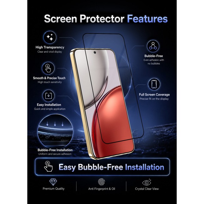 MARGOUN Tempered Glass Screen Protector for Honor X9D - Full Coverage 9H Hardness HD Clear Front Protective Film Anti-Scratch Glass Guard 1 PACK