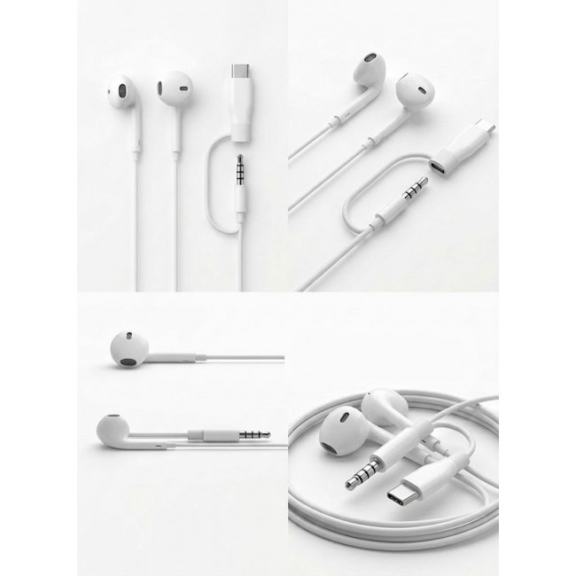 MARGOUN 3.5mm In-Ear Wired Earphones with Type-C Adapter for Apple iPhone 18/17/16 Series (Microphone and Volume Control),Dual Connector