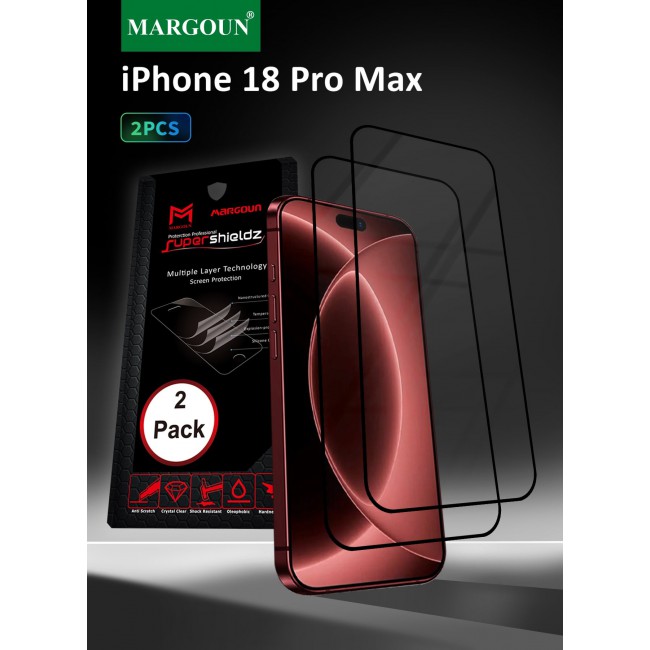 MARGOUN 2 Pack Screen Protector for iPhone 18 Pro Max Tempered Glass Screen Guard with Ultra HD Clarity and Scratch Protection Clear-2