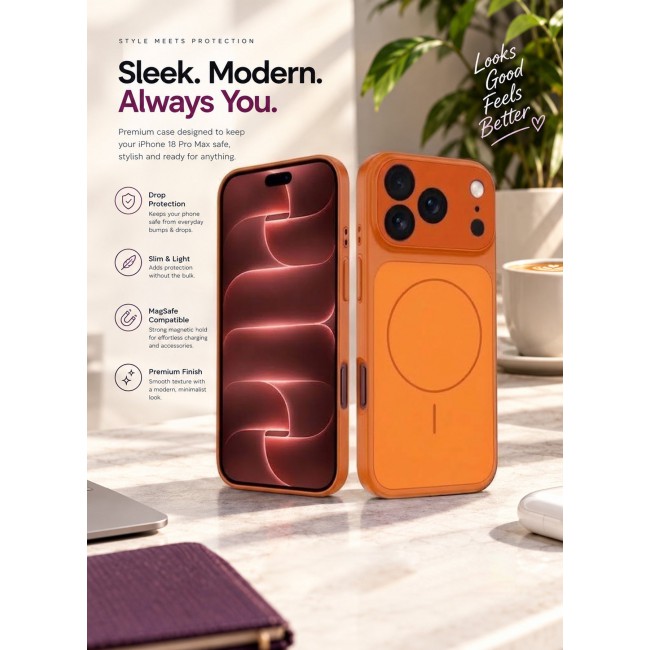 MARGOUN For iPhone 18 Pro Max MagSafe Case Hard TPU, Shockproof Protective Cover with Camera Shield & Reinforced Corners Cosmic Orange