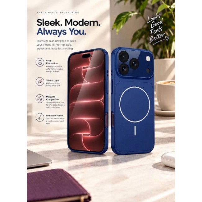 MARGOUN For iPhone 18 Pro Max MagSafe Case Hard TPU, Shockproof Protective Cover with Camera Shield & Reinforced Corners Navy Blue