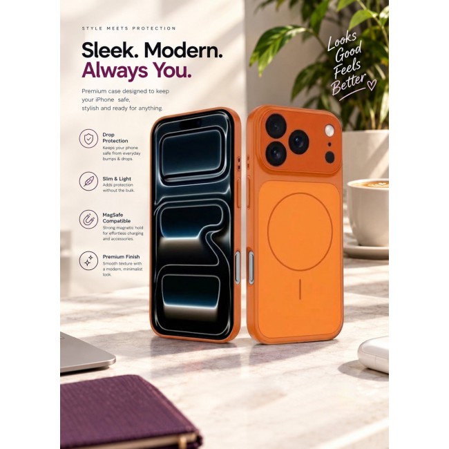 MARGOUN For iPhone 17 Pro Max MagSafe Case Hard TPU, Shockproof Protective Cover with Camera Shield & Reinforced Corners Cosmic Orange