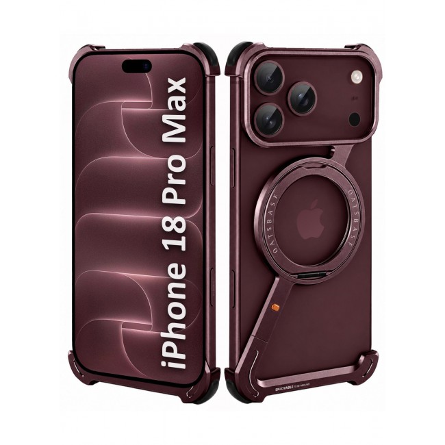 MARGOUN Metal Z Case for iPhone 18 Pro Max, Kickstand, Frameless Bumper, Magnetic Ring