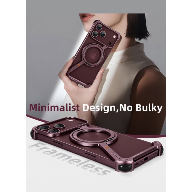 MARGOUN Metal Z Case for iPhone 18 Pro Max, Kickstand, Frameless Bumper, Magnetic Ring