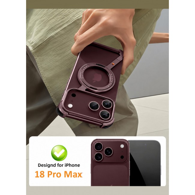 MARGOUN Metal Z Case for iPhone 18 Pro Max, Kickstand, Frameless Bumper, Magnetic Ring