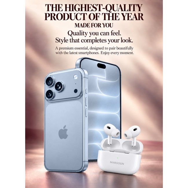 MARGOUN Wireless Earbuds Pro 2 (2nd Generation) 2022 for iPhone 18 Pro - In-Ear Bluetooth Earphones with Active Noise Cancellation White-Airpods Pro 2