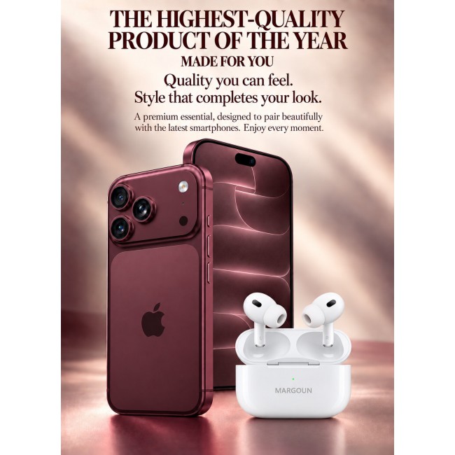 MARGOUN Wireless Earbuds Pro 2 (2nd Generation) 2022 for iPhone 18 Pro Max - In-Ear Bluetooth Earphones with Active Noise Cancellation White-Airpods Pro 2