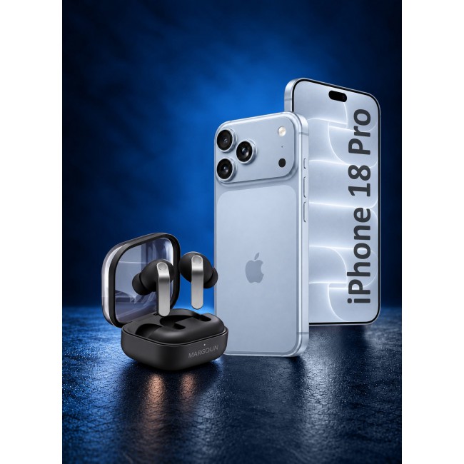MARGOUN Premium Buds 4 Pro (4th Gen) Wireless Earbuds for iPhone 18 Pro - High-Fidelity Bluetooth Earphones with Smart Touch & Ergonomic Fit Black-Buds 4 Pro