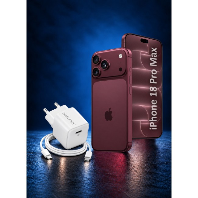 MARGOUN 25W USB-C Fast Wall Charger for iPhone 18 Pro Max - Power Delivery Adapter with EU Plug & 12-Month Warranty white