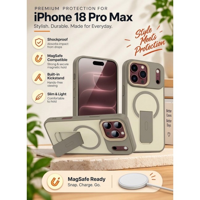 MARGOUN 2 Pack For iPhone 18 Pro Max Case MagSafe Magnetic with Kickstand - Wireless Charging & Car Mount Compatible Cover Desert Gold-1