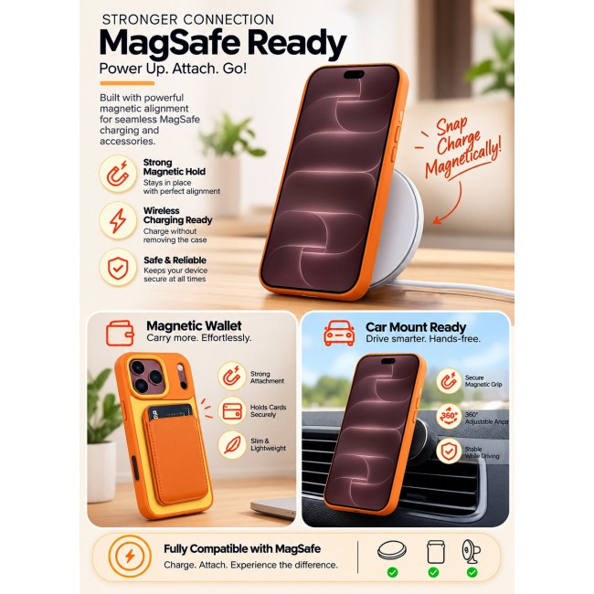 MARGOUN 2 Pack For iPhone 18 Pro Max Case MagSafe Magnetic with Kickstand - Wireless Charging & Car Mount Compatible Cover Cosmic Orange-1