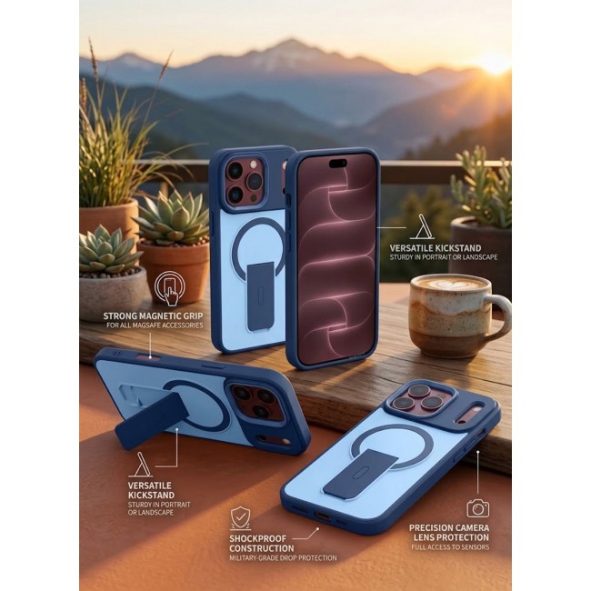 MARGOUN 2 Pack For iPhone 18 Pro Max Case MagSafe Magnetic with Kickstand - Wireless Charging & Car Mount Compatible Cover Glacier-1