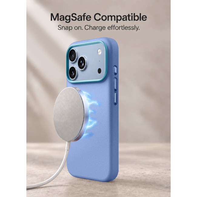 MARGOUN MagSafe Leather Case for iPhone 18 Pro - Premium Leather Texture & Precision Fit Cover Glacier