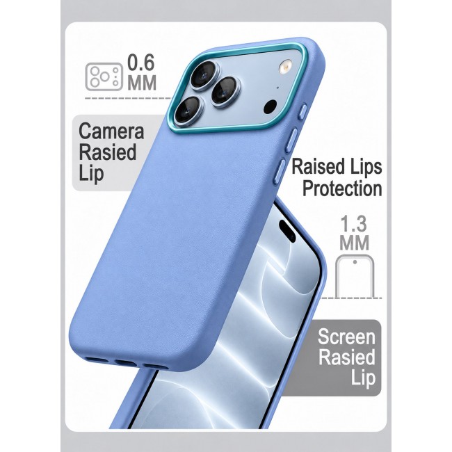 MARGOUN MagSafe Leather Case for iPhone 18 Pro Max - Premium Leather Texture & Precision Fit Cover Glacier