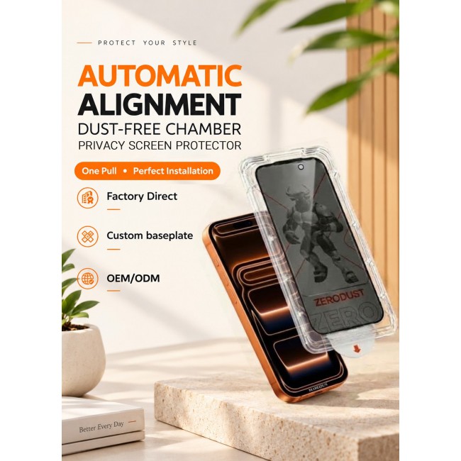 MARGOUN For iPhone 17 Pro Magic Tool Privacy Tempered Glass Screen Protector - Anti-Spy Full Coverage Auto-Alignment Installation Kit