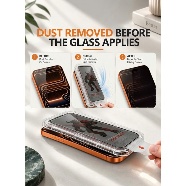 MARGOUN For iPhone 17 Pro Magic Tool Privacy Tempered Glass Screen Protector - Anti-Spy Full Coverage Auto-Alignment Installation Kit