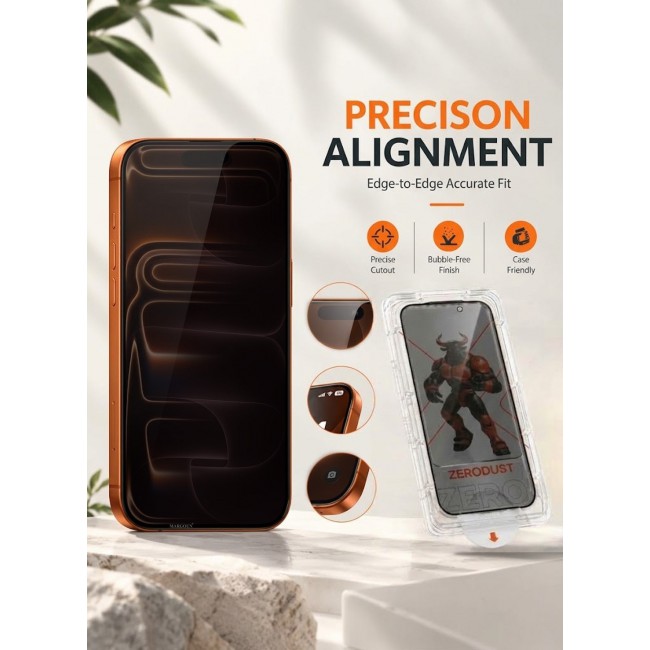 MARGOUN For iPhone 17 Pro Magic Tool Privacy Tempered Glass Screen Protector - Anti-Spy Full Coverage Auto-Alignment Installation Kit