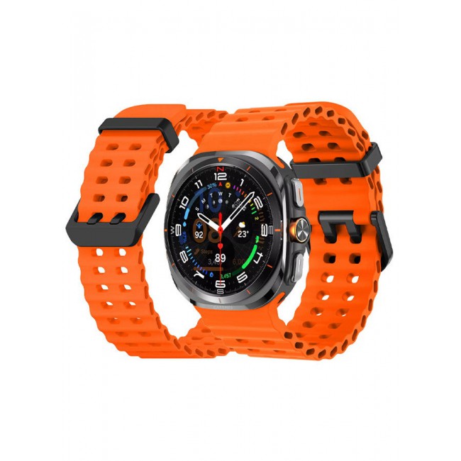 CATANES (for Samsung Galaxy Watch 7 Ultra 47mm) Silicone Band Soft Ocean Silicone Sport Strap Replacement Accessory Orange