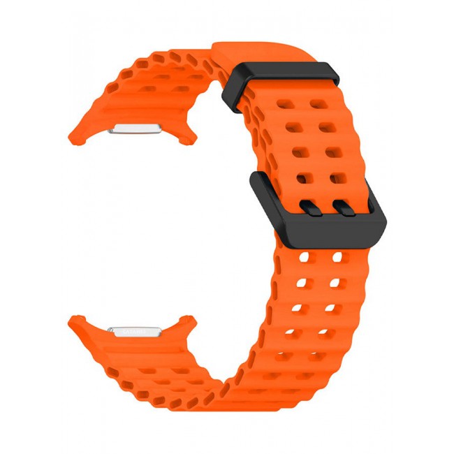 CATANES (for Samsung Galaxy Watch 7 Ultra 47mm) Silicone Band Soft Ocean Silicone Sport Strap Replacement Accessory Orange