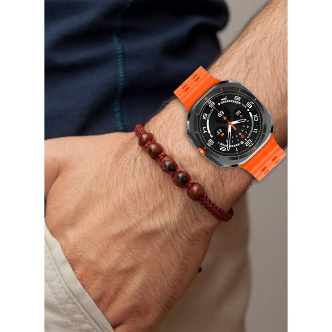 CATANES (for Samsung Galaxy Watch 7 Ultra 47mm) Silicone Band Soft Ocean Silicone Sport Strap Replacement Accessory Orange