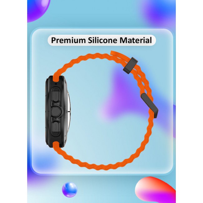 CATANES (for Samsung Galaxy Watch 7 Ultra 47mm) Silicone Band Soft Ocean Silicone Sport Strap Replacement Accessory Orange