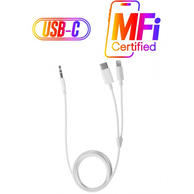 CATANES USB Type-C and Lightning to 3.5mm Aux Audio Jack Headphone Adapter 3 in 1 Audio Adapter for iPhone and Android Phones 100cm