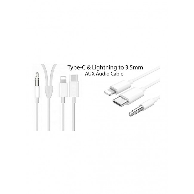 CATANES USB Type-C and Lightning to 3.5mm Aux Audio Jack Headphone Adapter 3 in 1 Audio Adapter for iPhone and Android Phones 100cm