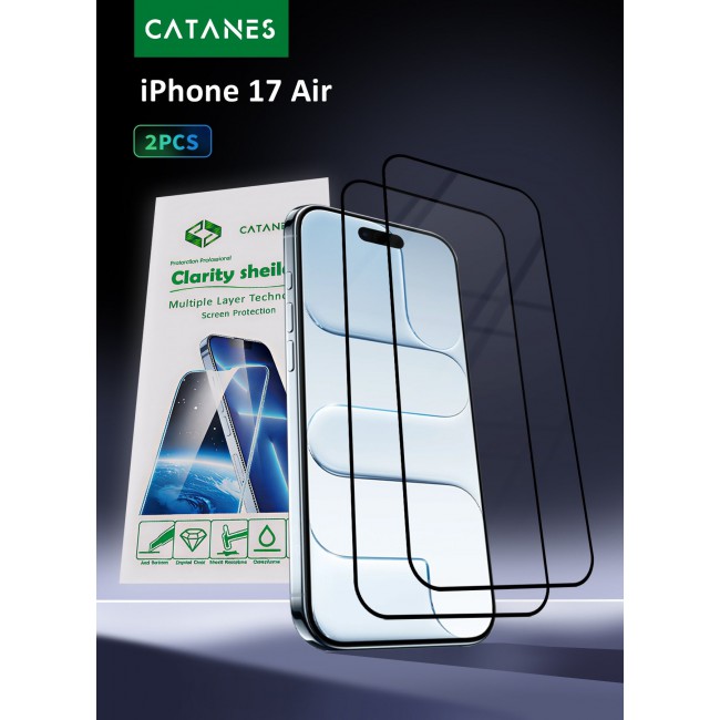 CATANES 2 Packs Screen Protector for iPhone 17 Air - 3D Full Coverage 9H Tempered Glass Bubble-Free Installation High Protection Scratch Resistant