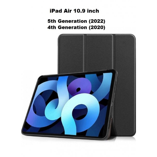 CATANES iPad Air 5 (2022)/Air 4 (2020) Smart Folio Case Shockproof Slim PU Leather Folding Stand Cover Compatible with Apple iPad Air 4th and 5th Generation 10.9 inch Black