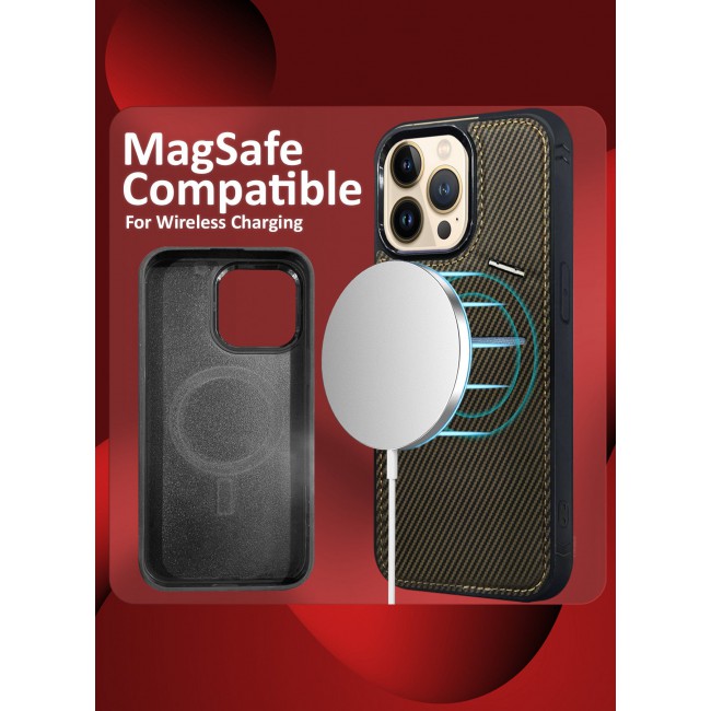 CATANES iPhone 13 Pro Max Case Cover Leather with Card Holder and Kickstand for Men Women Phone Case with Carbon Fiber Pattern