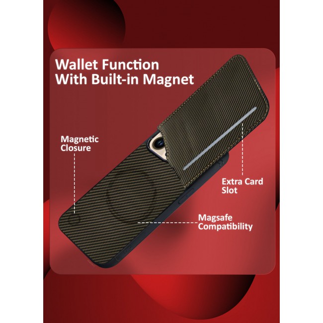 CATANES iPhone 13 Pro Max Case Cover Leather with Card Holder and Kickstand for Men Women Phone Case with Carbon Fiber Pattern