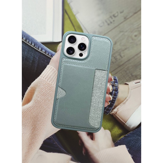 CATANES iPhone 16 Pro Max Case Leather Antifingerprint Cover with Wallet Card Slot Shell, Side Insert Card Holder, Anti Fall Protection