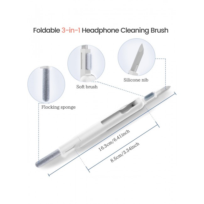 CATANES 3 in 1 Foldable Cleaning Kit , Silicone Nib , Soft Brush , Flocking Sponge Cleaning Kit , Electronic Cleaner for Audio Device/Laptop/Phone/Computer/Screen