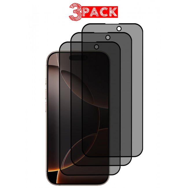 CATANES ( for iPhone 16 Pro ) 3 Pack, Privacy Screen Protector, Anti Spy Private Tempered Glass Film, Case Friendly 9H Hardness Screen Protector