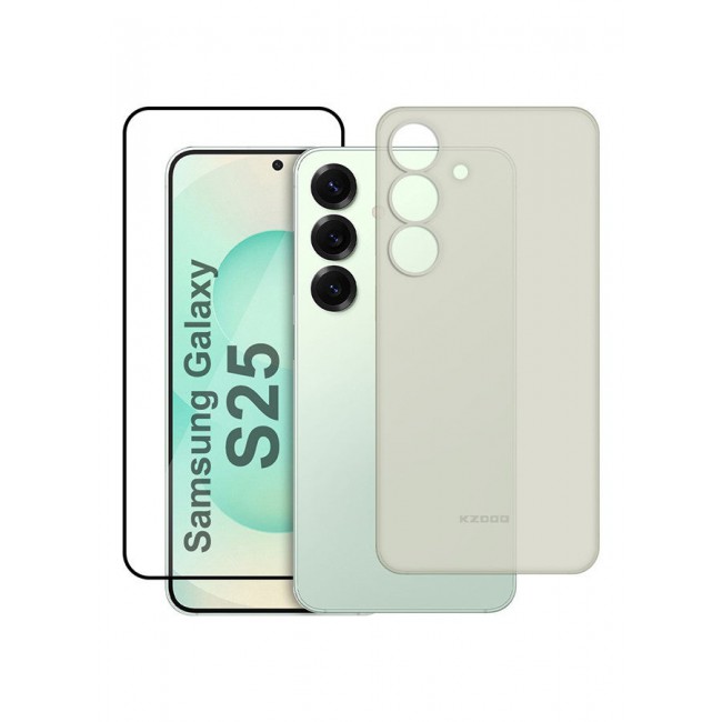 CATANES 2Packs Case for Galaxy S25 Air Skin Case All Around Full Protection Ultra Slim 0.3mm Thickness 4g Feather Weight with 3D Screen Protector - Frosted Clear