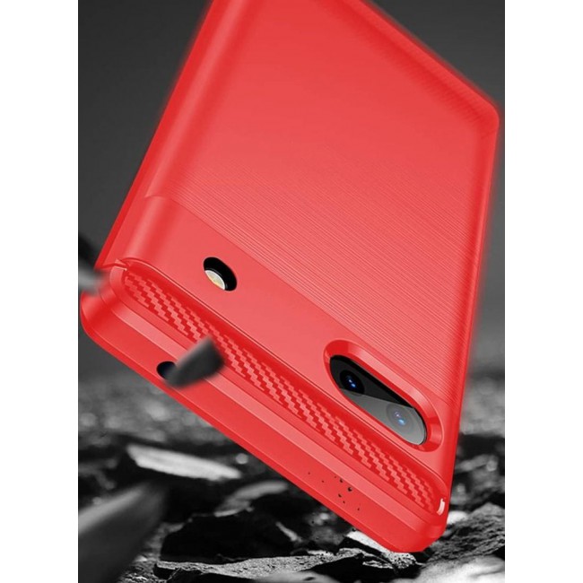 CATANES Google Pixel 6a Case Slim Soft TPU Brushed Carbon Fiber Anti-Fingerprint Shockproof Cover Red