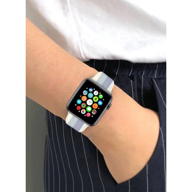 CATANES Apple Watch Band 41mm 40mm 38mm Stripe Silicone Replacement Band for iWatch Series 7/SE/6/5/4/3/2/1