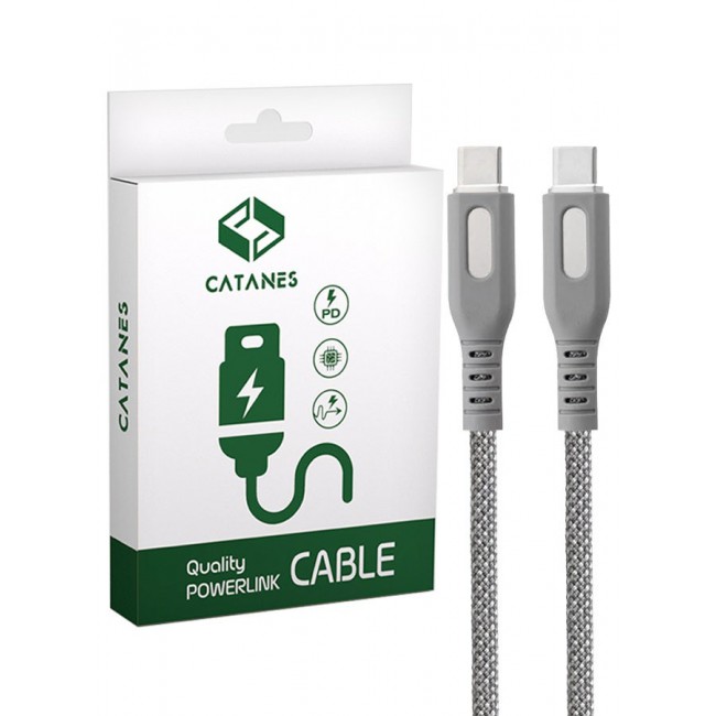 CATANES USB-C to USB-C Magnetic Charging Cable (1M) - PD Fast Charge, Detachable & Tangle-Free Design - Light Grey