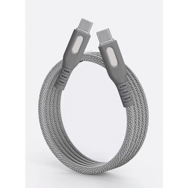 CATANES USB-C to USB-C Magnetic Charging Cable (1M) - PD Fast Charge, Detachable & Tangle-Free Design - Light Grey