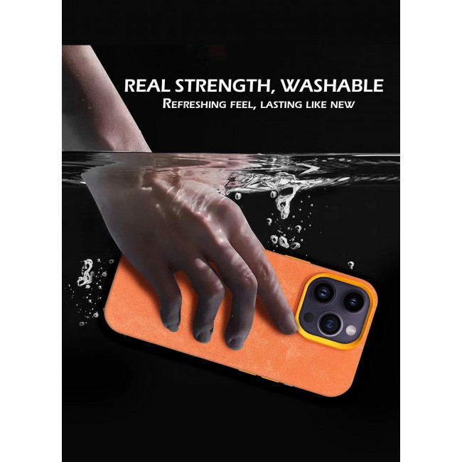 CATANES 2Packs iPhone 14 Pro Max Alcantara Case Cover Premium Quality Luxurious Soft Touch Protection with Metal Camera Frame with a 3D Screen Protector - Orange