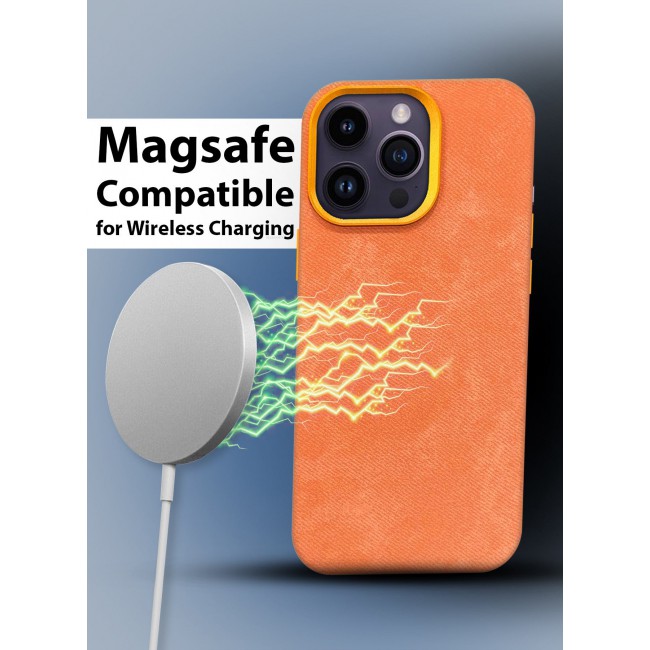 CATANES 2Packs iPhone 14 Pro Max Alcantara Case Cover Premium Quality Luxurious Soft Touch Protection with Metal Camera Frame with a 3D Screen Protector - Orange