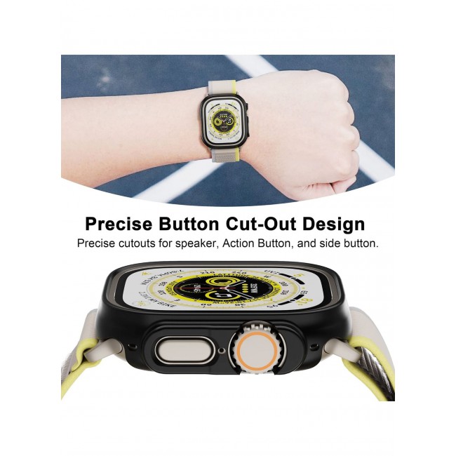 CATANES Apple Watch Ultra 49mm Case Protective Hard PC Cover Shockproof Hollow Bumper Frame Guard Compatible with iWatch Ultra 49mm Black