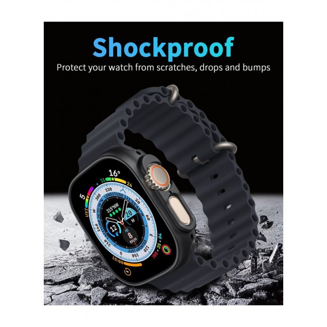 CATANES Apple Watch Ultra 49mm Case Protective Hard PC Cover Shockproof Hollow Bumper Frame Guard Compatible with iWatch Ultra 49mm Black