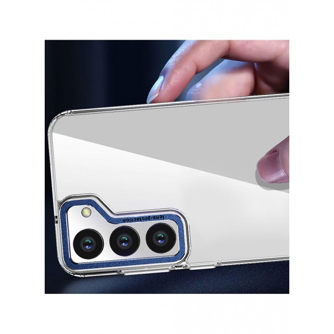 CATANES Samsung Galaxy S23 Clear Case Shockproof Slim Anti-Yellow Hybid Hard PC+ TPU Cover Metal Camera Lens Frame