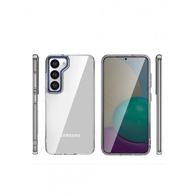 CATANES Samsung Galaxy S23 Clear Case Shockproof Slim Anti-Yellow Hybid Hard PC+ TPU Cover Metal Camera Lens Frame