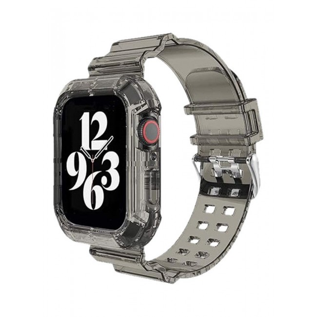 CATANES Clear iwatch Strap Bands TPU Smart Apple Watch Bands 42mm with Bumper Protective Case Crystal Sports Wristband Grey Color