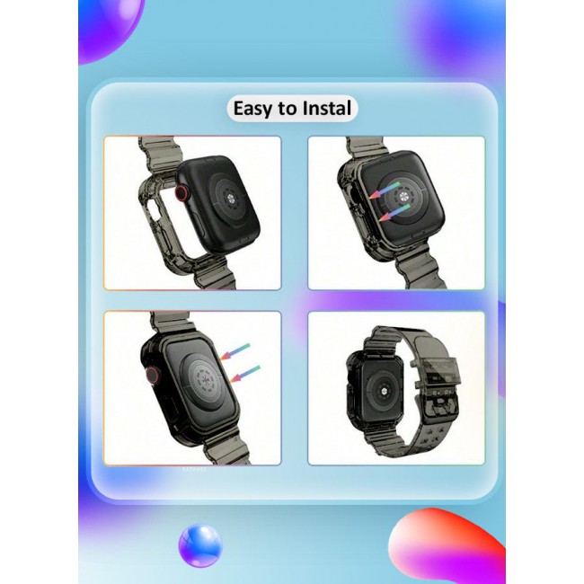 CATANES Clear iwatch Strap Bands TPU Smart Apple Watch Bands 42mm with Bumper Protective Case Crystal Sports Wristband Grey Color