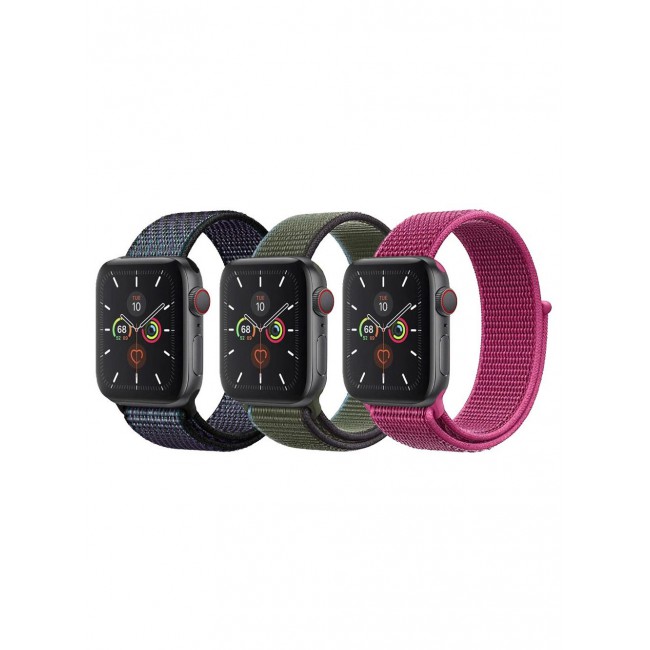 CATANES 3 Pack For Apple Watch 41mm 40mm 38mm Nylon Sport Loop Band Compatible With iWatch Series 7 SE 6 5 4 3 2 1 Men Women Braided Stretchy Nylon Loop Bands