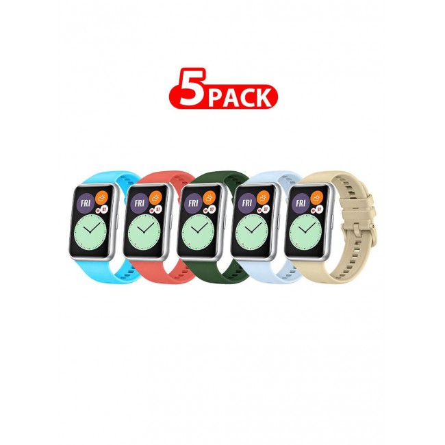 CATANES 5 Pack For Huawei Watch Fit 2 Silicone Bracelet Replacement Strap Multicolour 3(Only Compatible with Huawei Watch Fit 2)